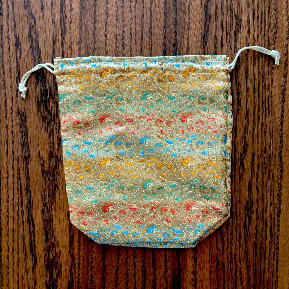 Silk Multicolored Drawstring Bag - image 1